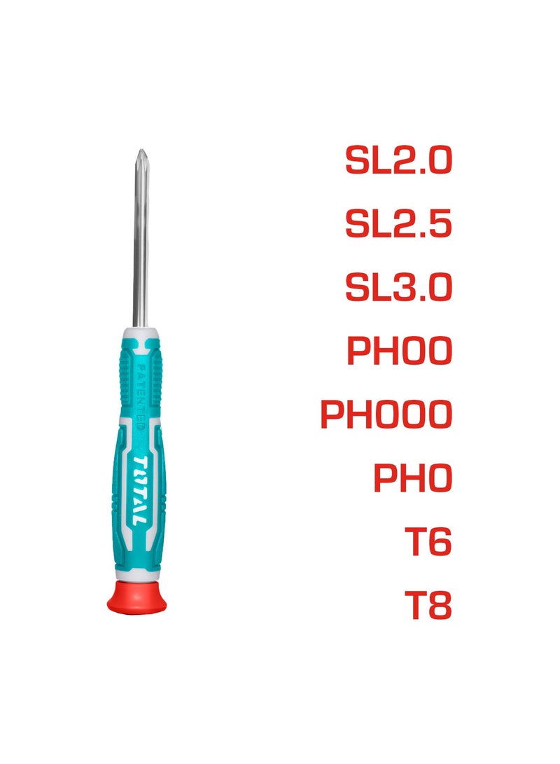 توتال طقم مفكات ودقّات دقيق احترافي من توتال مكوّن من ٤٥ قطعة مع علبة تخزين، مصنوع من فولاذ كروم فاندوم، يضم أنواعًا متعددة من الرؤوس تشمل المستقيمة والمتصالبة والسداسية وتوركس وخماسية النجمة، مع أداة شفط وأدوات فتح - Image 3